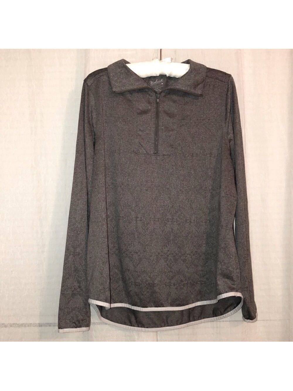 Woolrich XL Lightweight Quarter Zip Pullover Sweatshirt Heather Brown High Low
